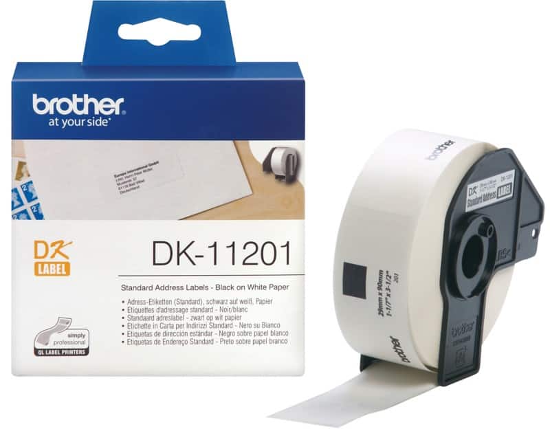 Brother QL Label Roll Authentic DK-11201 Adhesive Black on White 90 x 29 mm 400 Labels