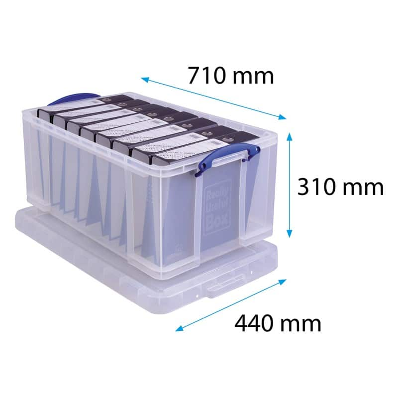 Really useful box plastic storage clear 64 litre 440 x 710 x 310 mm