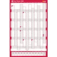 SASCO Compact Unmounted Annual Planner 2025 English 40.5 (W) x 61 (H) cm Red