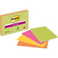Post-it Super Sticky Large Meeting Notes 152 x 101 mm Neon Assorted Colours 4 Pads of 45 Sheets