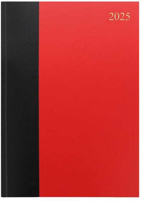 Letts diary business 2025 a4 1 day on 2 pages polyurethane black, red english