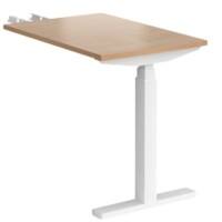 Elev8² Sit Stand Return Desk with Beech Coloured Melamine Top and White Frame 1 Leg Touch 1600 x 800 x 675 - 1300 mm