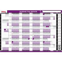Viking Academic Annual Planner 2025, 2026 Landscape Purple English 96 x 61 cm