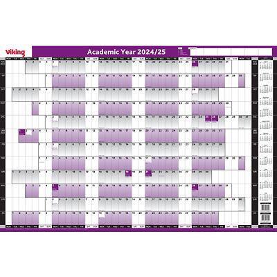 Viking Annual Planner Wall Mounted 2023, 2024 Landscape Purple English 96 x 61 cm | Viking Direct UK