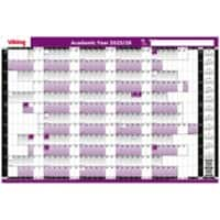 Viking Wall Mounted Annual Planner 2024, 2025 English 96 (W) x 61 (H) cm Purple