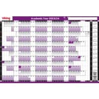 Viking Academic Annual Planner Wall Mounted 2023, 2024 Landscape Purple English 96 x 61 cm