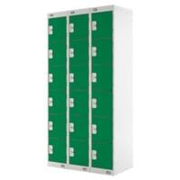 LINK51 Steel Locker 6 Doors 3 nests Key lock 900 x 450 x 1,800 mm Green, Grey