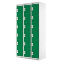 LINK51 Steel Locker 6 Doors 3 nests Key lock 900 x 450 x 1,800 mm Green, Grey