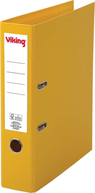 Viking Wide Lever Arch File A4 75 mm Yellow 2 Rings Plastic Matt Portrait