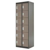LINK51 Standard Mild Steel Locker with 6 Doors Standard Deadlock Lockable with Key 2 300 x 450 x 1800 mm Coffee & Cream