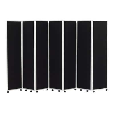 Concertina Screen with 7 Screens Black 560 x 1,800 mm