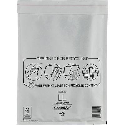 Mail Lite Plus Mailing Bag LL White Plain 230 (W) x 330 (H) mm Peel and Seal Pack of 50
