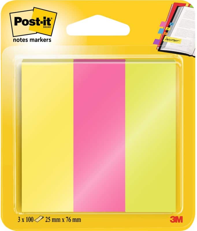 Post-it Index Flags Assorted Plain Not perforated Special format 3 Packs of 100 Strips