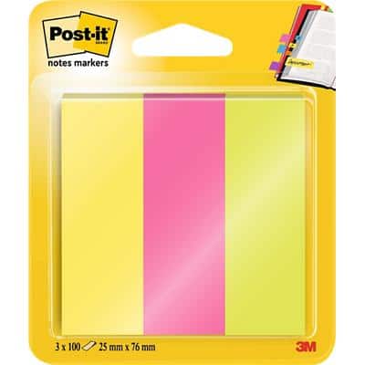 Post-it Index Flags Assorted Plain Not perforated Special format 3 Packs of 100 Strips