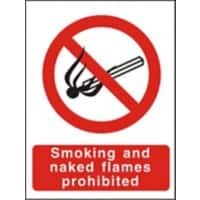 Warning Sign Smoking and Naked Flames Prohibited Polyvinyl Chloride 15 x 20 cm