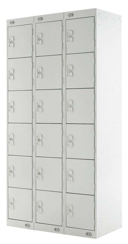 LINK51 Steel Locker 6 Doors 3 nests Key lock 900 x 450 x 1,800 mm Grey