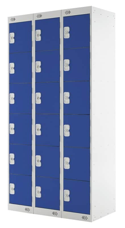 LINK51 Steel Locker 6 Doors 3 nests Key lock 900 x 450 x 1,800 mm Blue, Grey