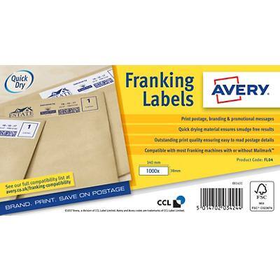 Avery FL04 Franking Labels Self Adhesive 140 x 38 mm White 500 Sheets of 1 Label