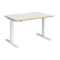 Elev8 Rectangular Sit Stand Single Desk with White & Oak Coloured Melamine Top and White Frame 2 Legs Touch 1200 x 800 x 675 - 1300 mm