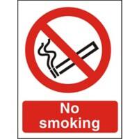 Warning Sign No Smoking Wall Mounted PVC (Polyvinyl Chloride) 15 x 20 cm