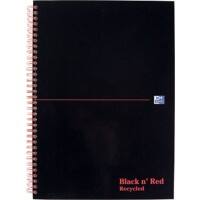 OXFORD Notebook Black n' Red A4 Ruled Spiral Bound Cardboard Hardback Black, Red 140 Pages 70 Sheets