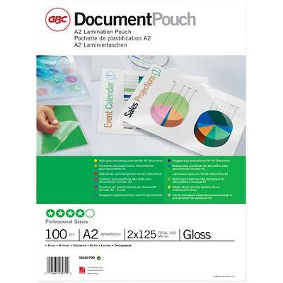 GBC Laminating Pouch A2 Glossy 125 Microns Transparent Pack of 100