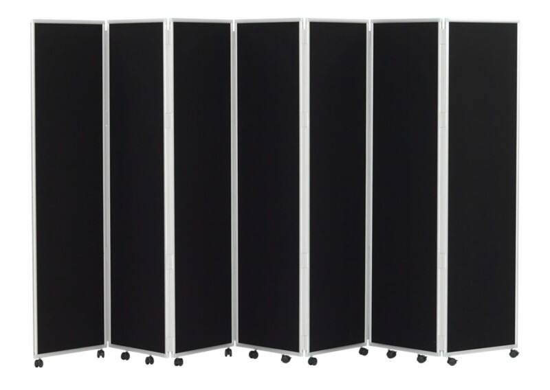 Concertina Screen Fabric Wrapped 630 x 1500 mm Black