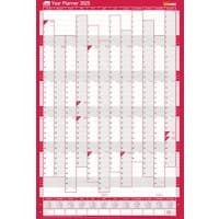 SASCO  Year Planner 2026 English 61 (W) x 91.5 (H) cm Red