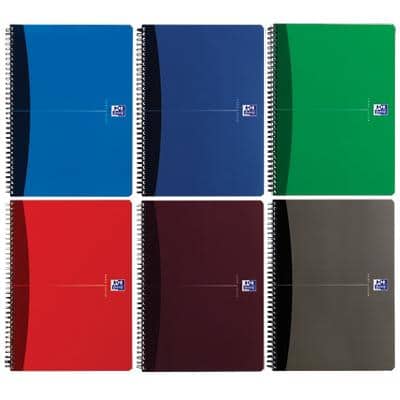 OXFORD Office Urban Mix A4 Wirebound Assorted Poly Cover Notebook Ruled 180 Pages Pack of 5