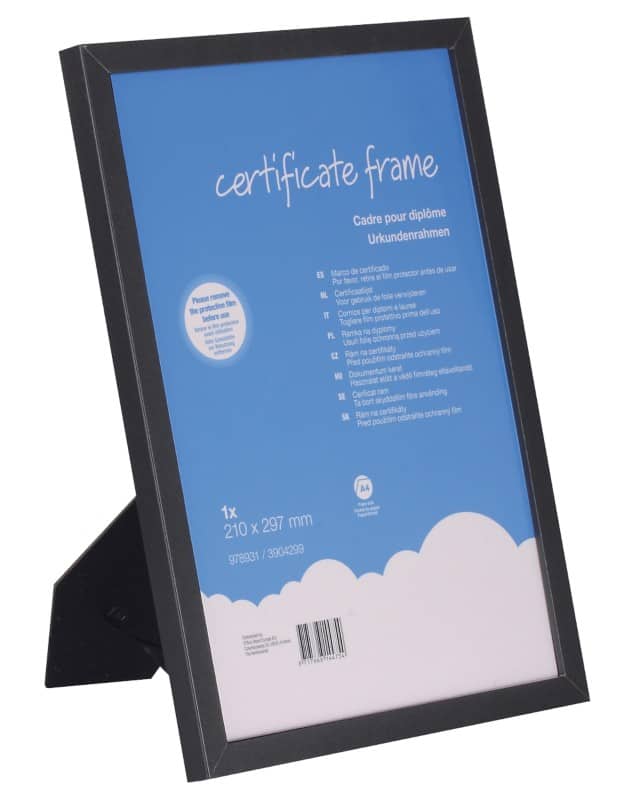 Viking A4 Picture Frame Black Wood 3904299 21 (W) x 29.7 (H) cm