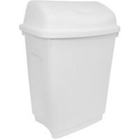 Bentley Swing Top Waste Bin 50L Plastic White 40 x 36 x 56 cm