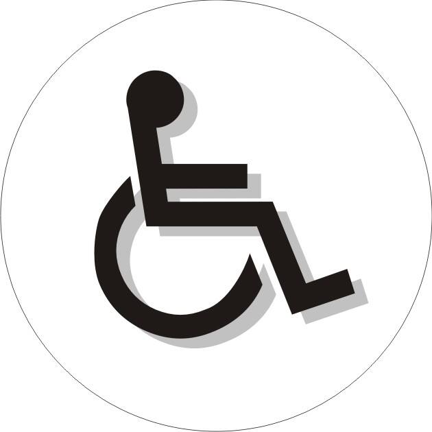 Sign Person in Wheelchair Wall Mounted PVC (Polyvinyl Chloride) 6 x 6 cm