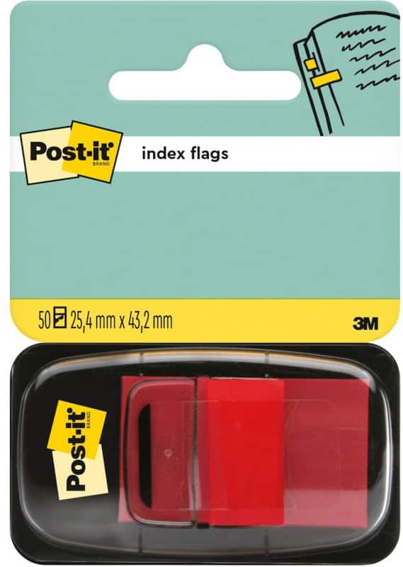 Post-it Index Flags Red Plain Not perforated Special format 50 Strips