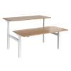 Elev8² Rectangular Sit Stand Back to Back Desk with Beech Coloured Melamine Top and White Frame 4 Legs Touch 1600 x 1650 x 675 - 1300 mm