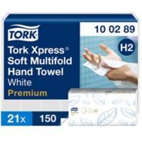 Tork Premium Hand Towels H2 M-fold White 2 Ply 100289 Pack of 21 of 150 Sheets