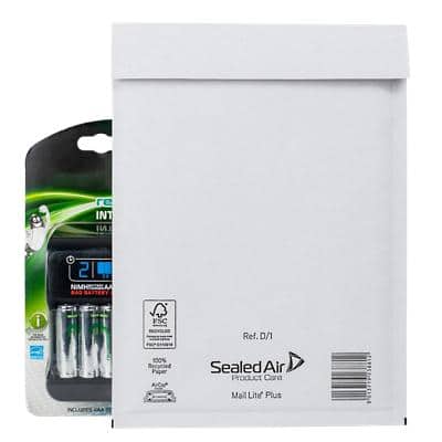Mail Lite Plus Mailing Bag D/1 White Plain 180 (W) x 260 (H) mm Peel and Seal 125 gsm Pack of 100
