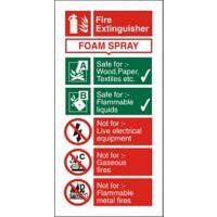 Fire Extinguisher Sign Foam Spray Vinyl 10 x 20 cm