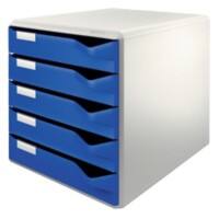 Leitz Desktop Drawer Unit 5 52800035 A4 Maxi Polystyrene, Plastic Blue 28.5 x 35.5 x 29 cm