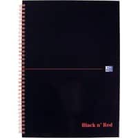 OXFORD Notebook Black n' Red A4 Ruled Spiral Bound Cardboard Hardback Black, Red Perforated 140 Pages 70 Sheets