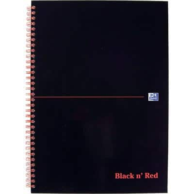 OXFORD Notebook Black n' Red A4 Ruled Spiral Bound Cardboard Hardback Black, Red 140 Pages 70 Sheets