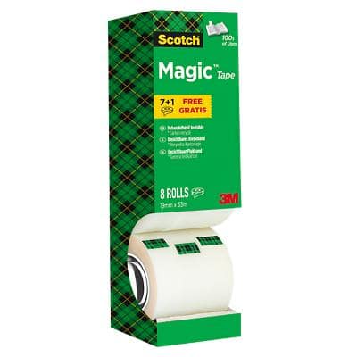 Scotch Magic Tape 19mm x 33m Invisible Value Pack 7+1 Free Rolls