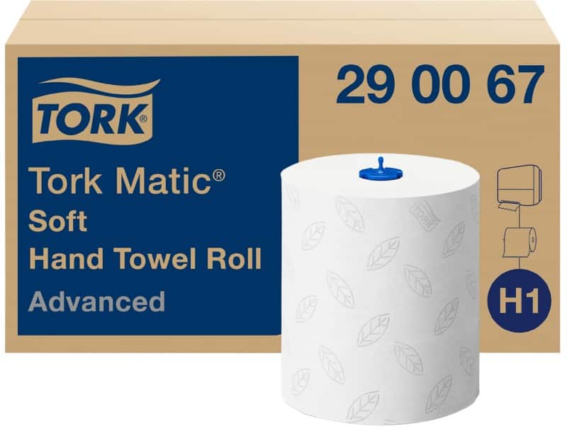 Tork Matic Advanced Paper Hand Towels H1 Rolled White 2 Ply 0.588 m 290067 150 m Pack of 6