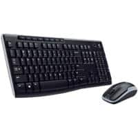 Logitech Wireless Combo Keyboard and Mouse Wireless QWERTY Black MK270