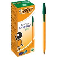 BIC Orange Original Fine Ballpoint Pen 0.3 mm Green Pack of 20