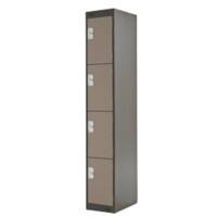 LINK51 Standard Mild Steel Locker with 4 Doors Standard Deadlock Lockable with Key 300 x 450 x 1800 mm Coffee & Cream