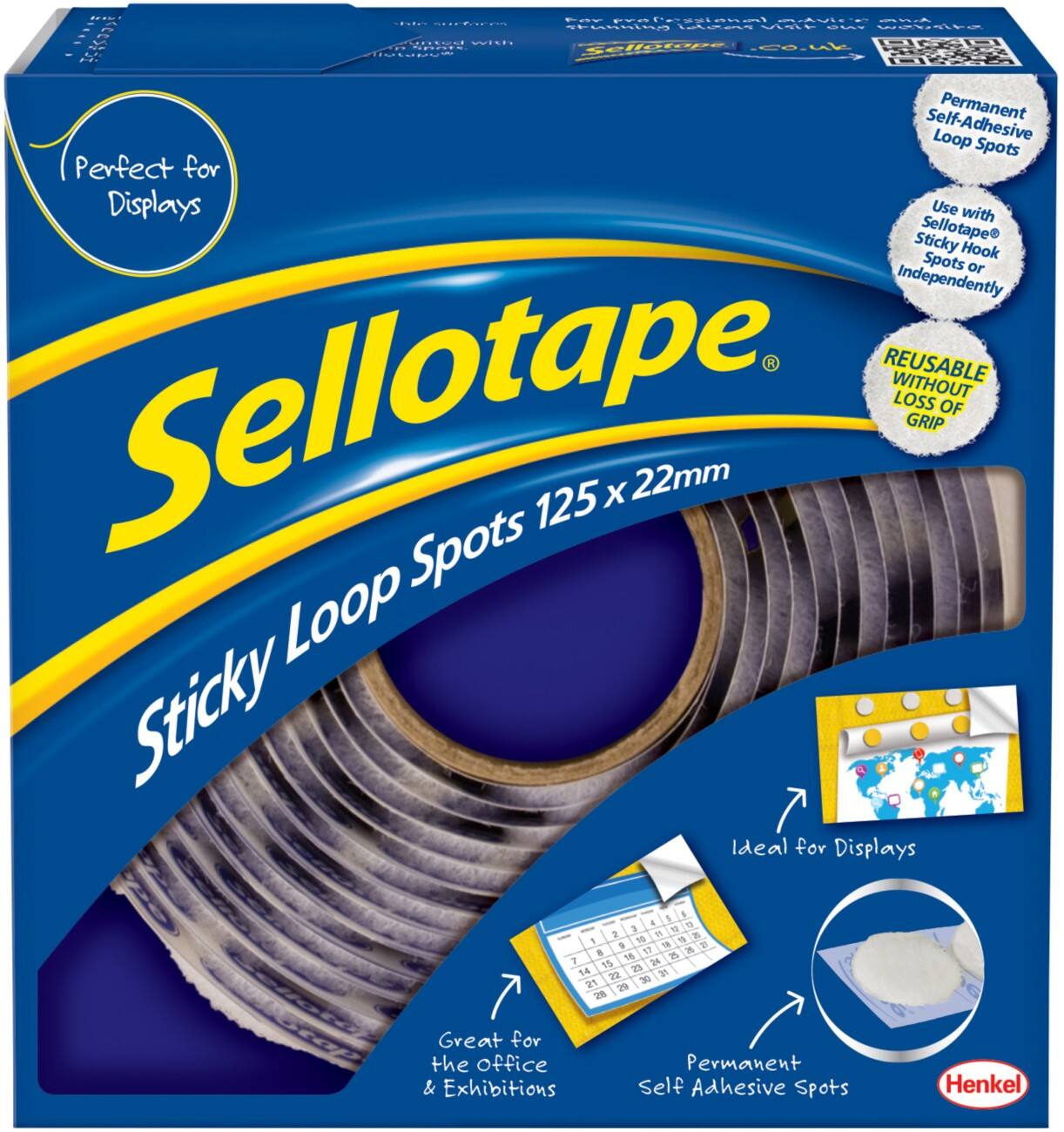 Sellotape Sticky Loop Spots Permanent 30mm White Pack of 125 | Viking ...