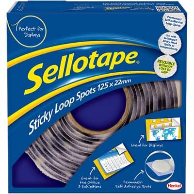 Sellotape Sticky Loop Spots Permanent 30mm White Pack of 125