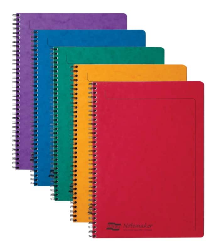 Europa Notebook 4850Z A5 Ruled Spiral Bound Cardboard Hardback Assorted Perforated 120 Pages Pack of 10