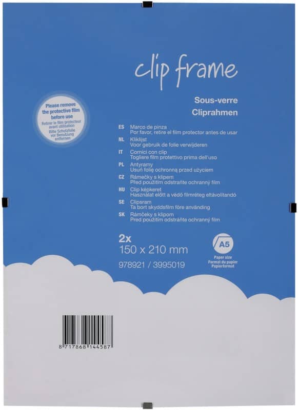 Viking A5 Clip Frame Transparent 3995019 15 (W) x 21 (H) cm 978921 Pack of 2