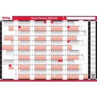 Viking Fiscal Unmounted Year Planner 2025, 2026 English 74.9 (W) x 44.4 (H) cm Red